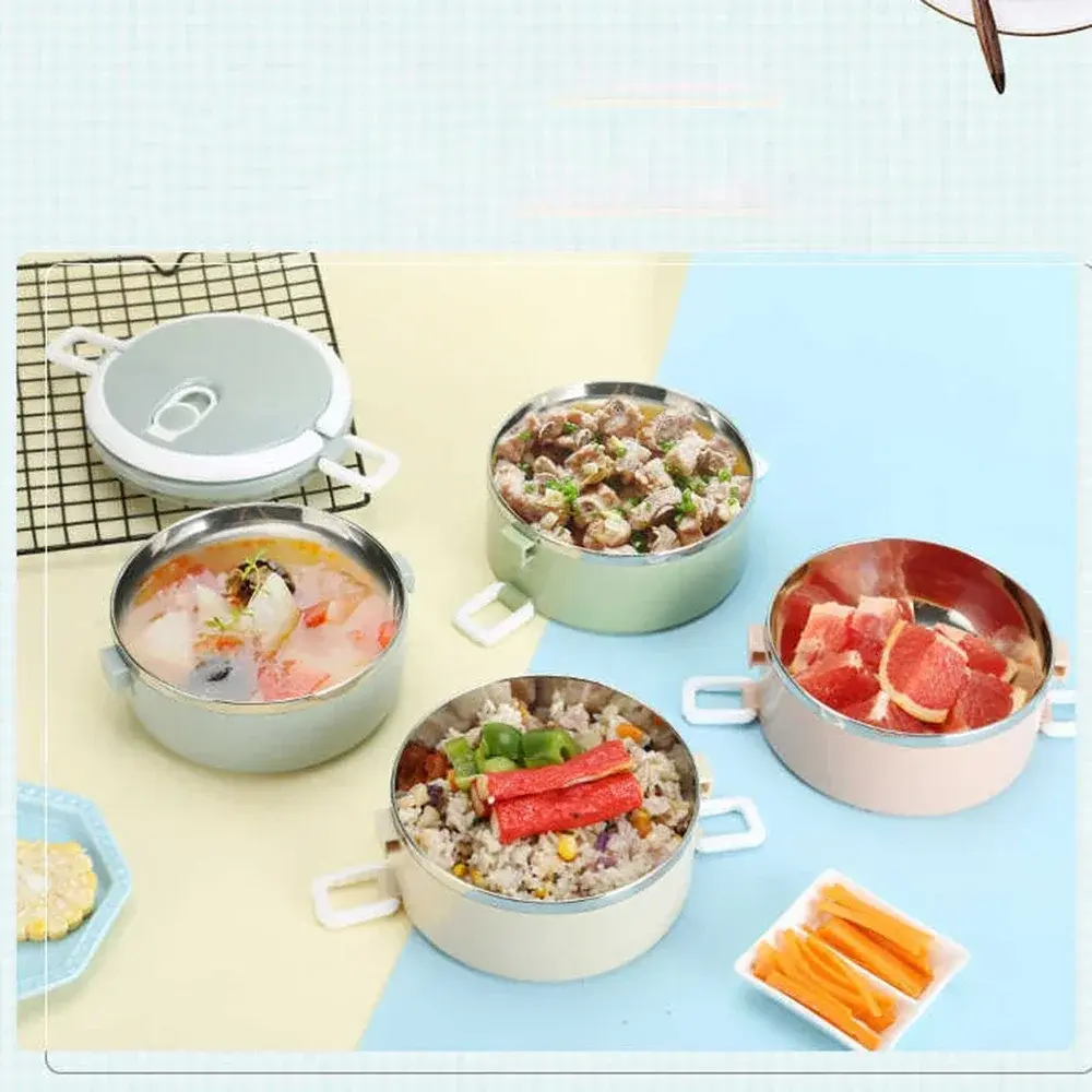 Stainless Steel Lunch Box Multi-Layer Insulation Lunch Box Thermal Food Container Blue Green Bento Box Leak-proof Container