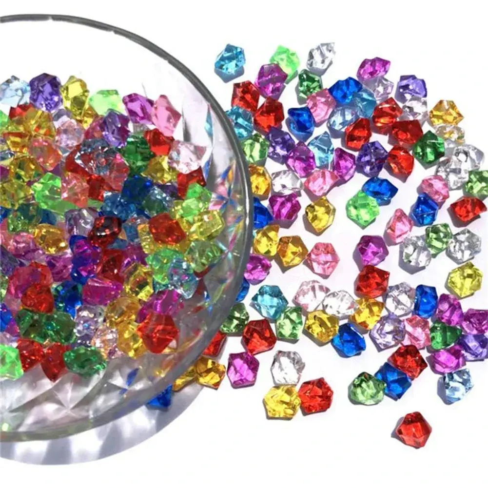 200pcs 6*9mm Acrylic Crystal Gem Stone Crushed Ice Rocks Aquarium Colorful Jewelry Vase Decoration Wedding Party Decor