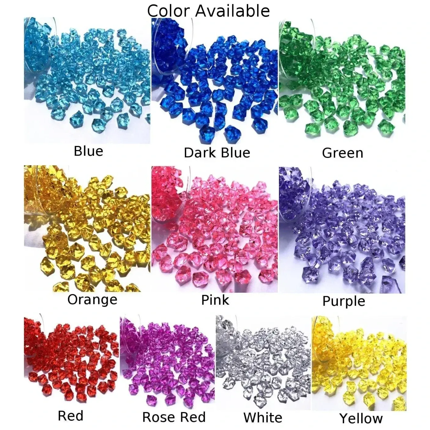 200pcs 6*9mm Acrylic Crystal Gem Stone Crushed Ice Rocks Aquarium Colorful Jewelry Vase Decoration Wedding Party Decor