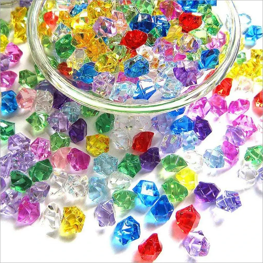 200pcs 6*9mm Acrylic Crystal Gem Stone Crushed Ice Rocks Aquarium Colorful Jewelry Vase Decoration Wedding Party Decor