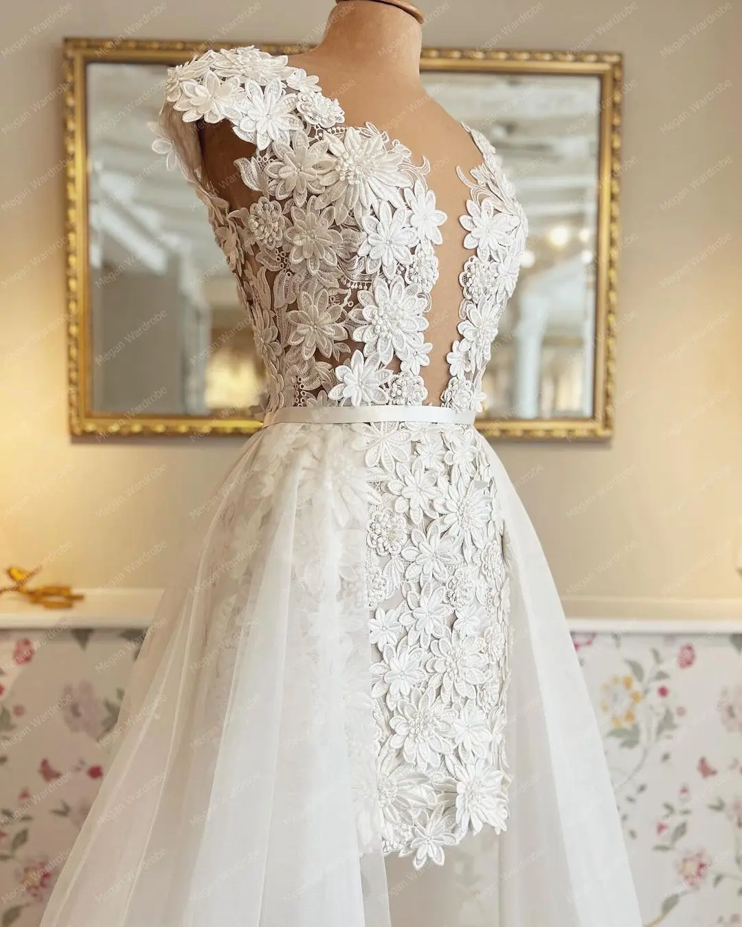 Elegant Tulle Detachable Train For Wedding Dress Custom Made   Bridal Overskirt Women Formal Prom Skirts Long Maxi Fashion