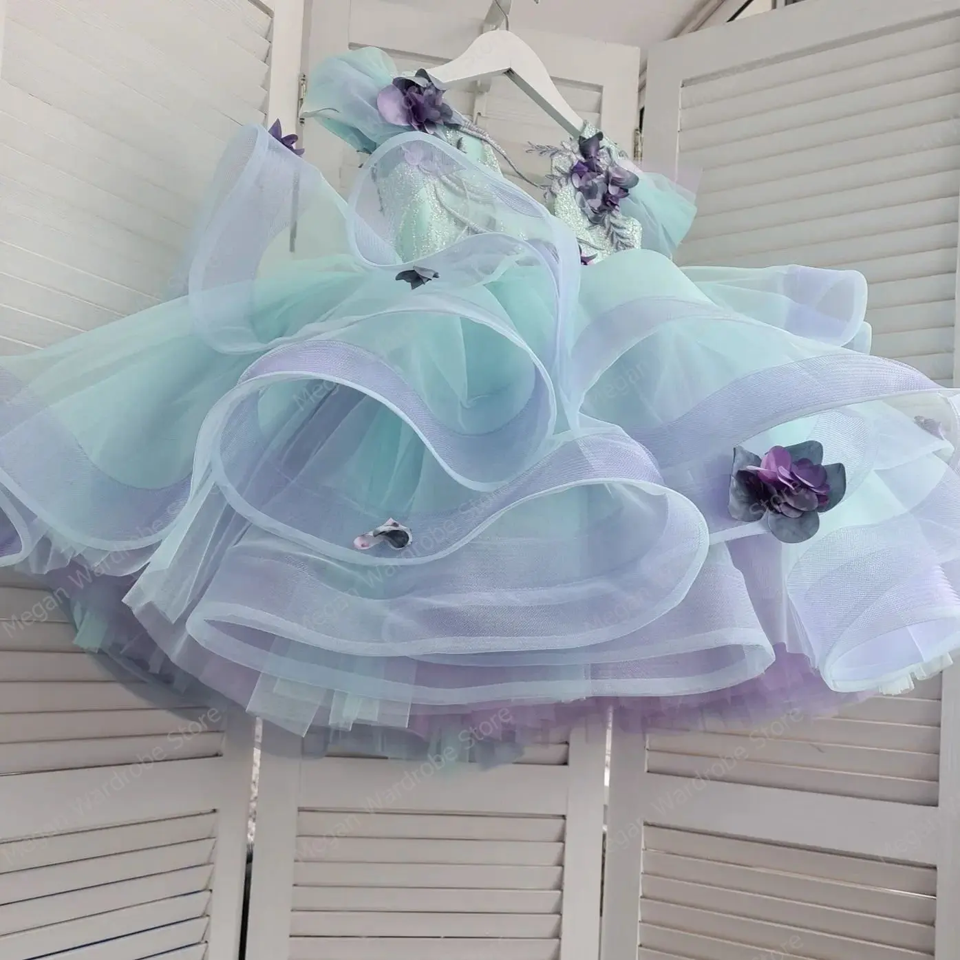 Delicate 3D Floral Embroidery Child Flower Girl Dress For Wedding A-line Fluffy Ball Gown Kid Princess Evening Prom Party Dress