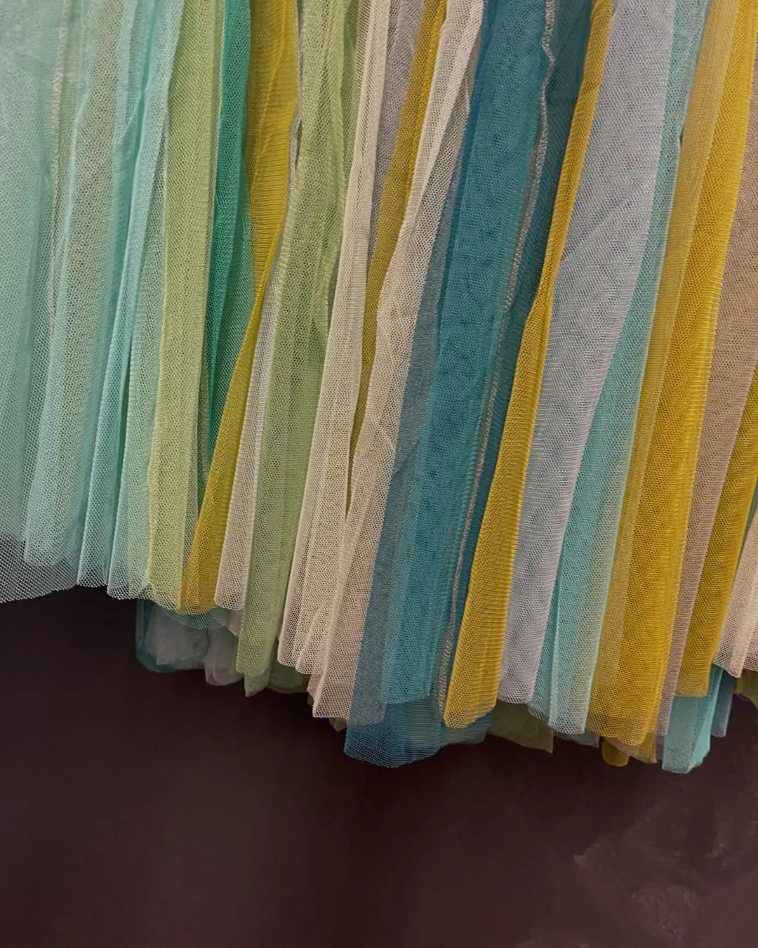 Trendy Rainbow Color Mesh Splicing Elastic Waist Multi-Layers Big Swing Pleated Skirt Mixed-Color Long Summer Skirts Custom Made