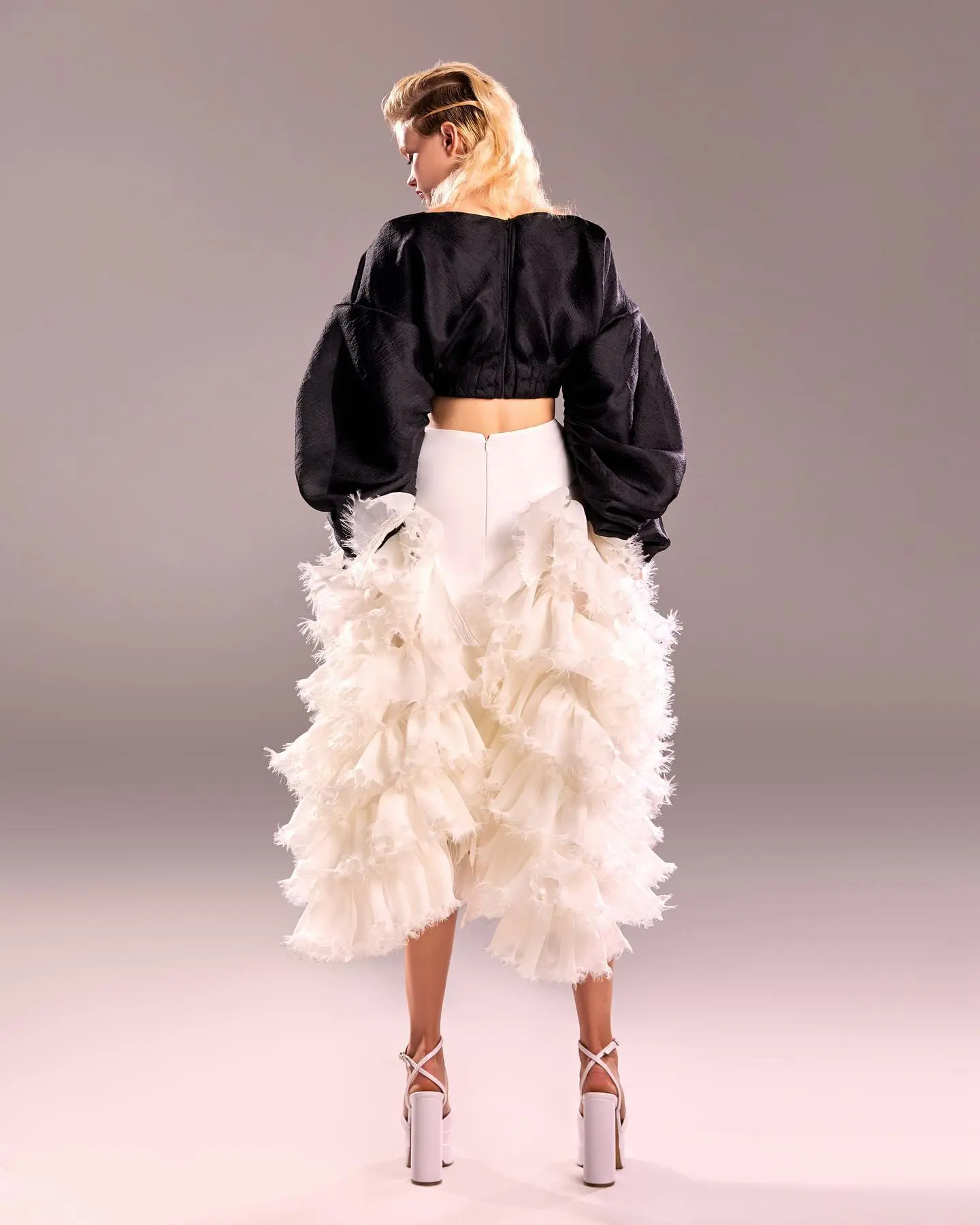 White Irregular Tassel Skirt For Women A-line High Elastic Waist Layers Skirts Ladies Luxury Ruffled Tiered Party Skirts 2024