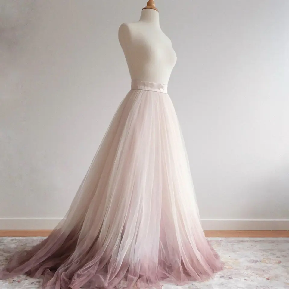 Elegant S-Line Puffy Long Tulle Skirts Floor Length Female Tutu Skirt For Bridal Photoshoots Custom Made Saias