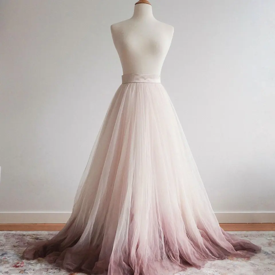 Elegant S-Line Puffy Long Tulle Skirts Floor Length Female Tutu Skirt For Bridal Photoshoots Custom Made Saias