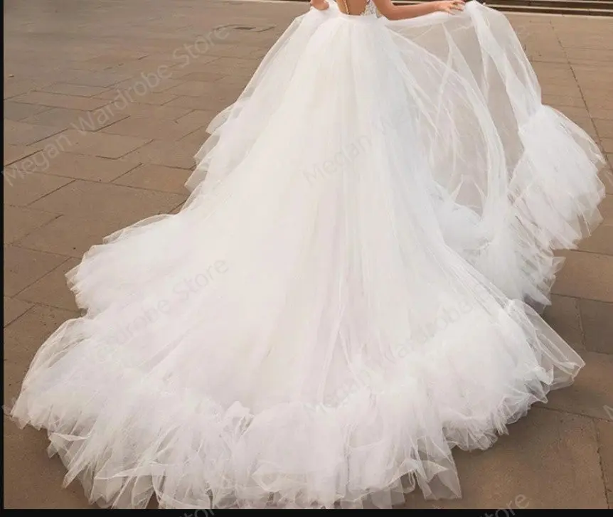 Puffy White Detachable Tulle Overskirt Elastic Waist Layers Illusion Bridal Overlay Wedding Skirt Long Lush Mesh Over Maxi Party