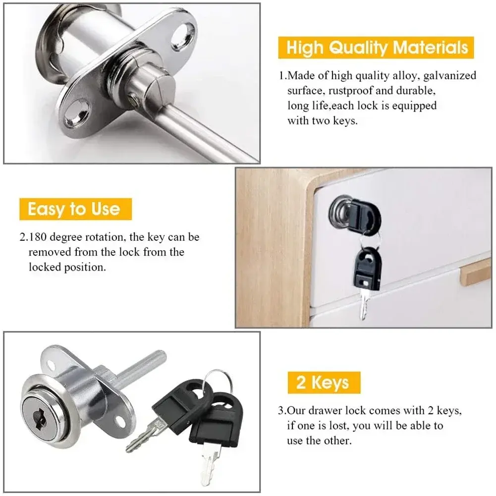 1PC Zinc Alloy Drawer Lock Computer Desk Cabinet Mailbox Drawer Cupboard Locker Cam Lock Silver For Cabinet Bookcase Drawer