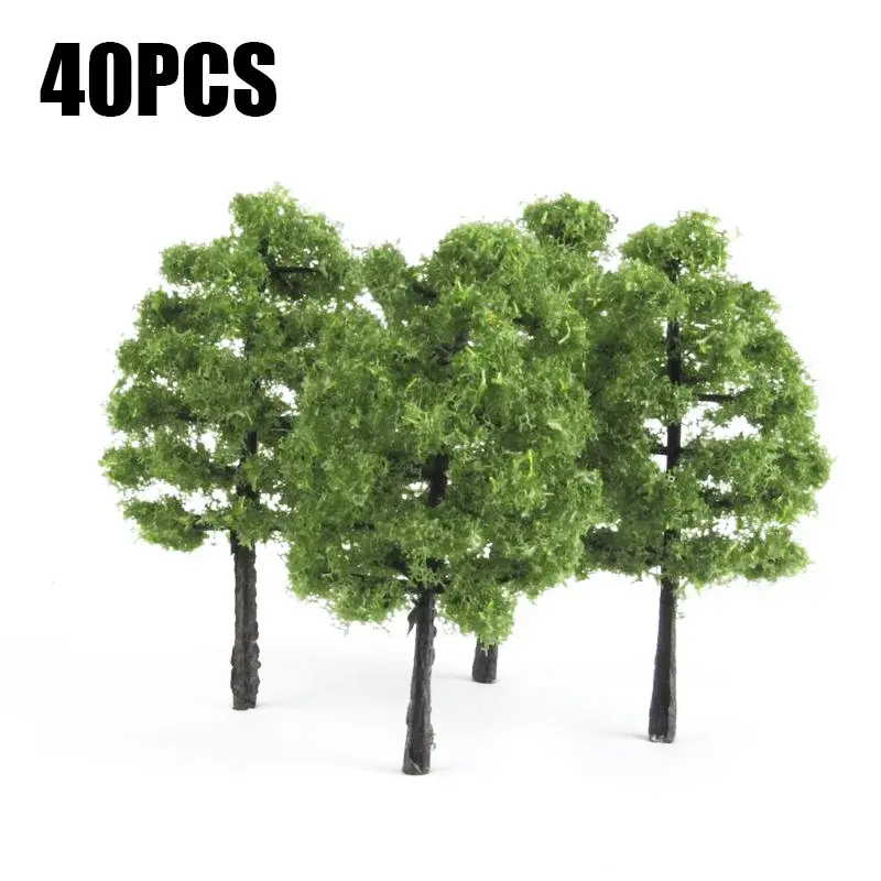 40Pcs Plastic Model Train Artificial Miniature Tree Scenery Railroad Decoration Building Landscape Accessories Toys For Kids