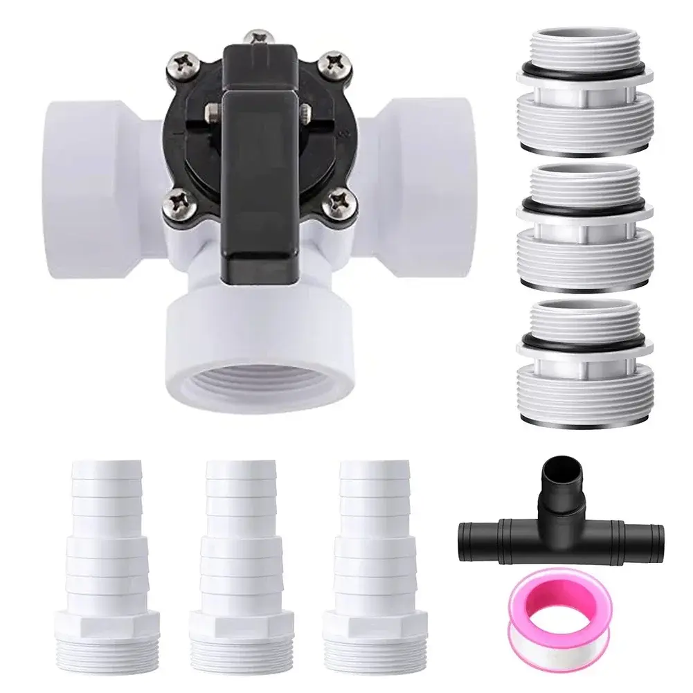 Breaking Resistant For Pool Equipment 3 Way Pool Valve 1.5 Inch Pool Valve Easy Disassembly Exquisite Craftsmanship