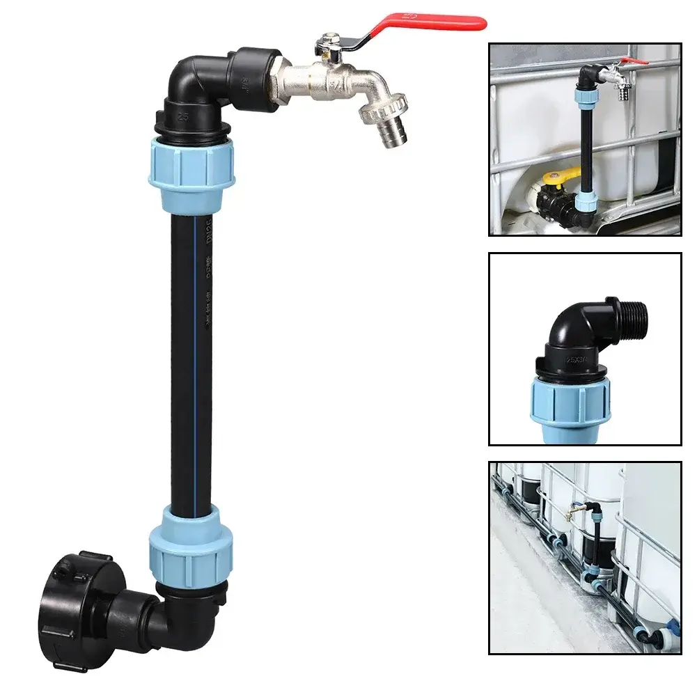 3/4 Inch Gooseneck IBC Tank Adaptor With Outlet Valve 3/4 Inch Gooseneck Coarse Thread 2 Way Brass Tap IBC Tank Fitting