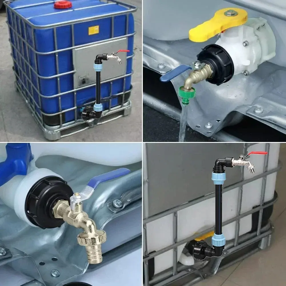 3/4 Inch Gooseneck IBC Tank Adaptor With Outlet Valve 3/4 Inch Gooseneck Coarse Thread 2 Way Brass Tap IBC Tank Fitting