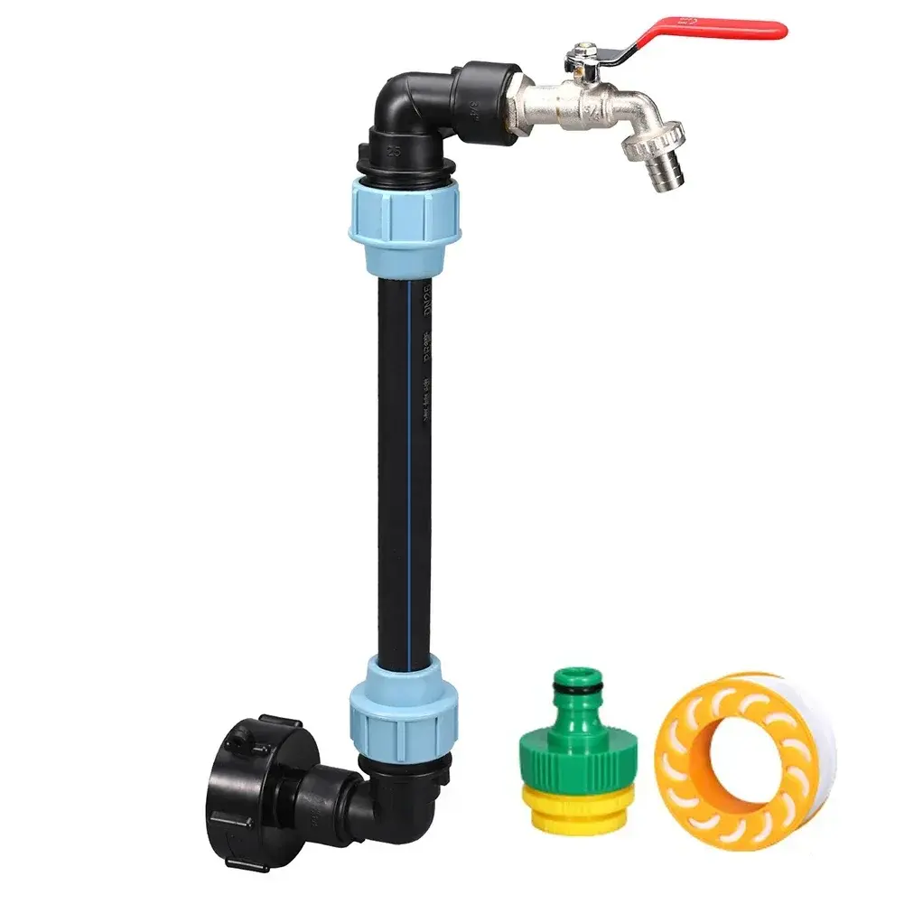 3/4 Inch Gooseneck IBC Tank Adaptor With Outlet Valve 3/4 Inch Gooseneck Coarse Thread 2 Way Brass Tap IBC Tank Fitting
