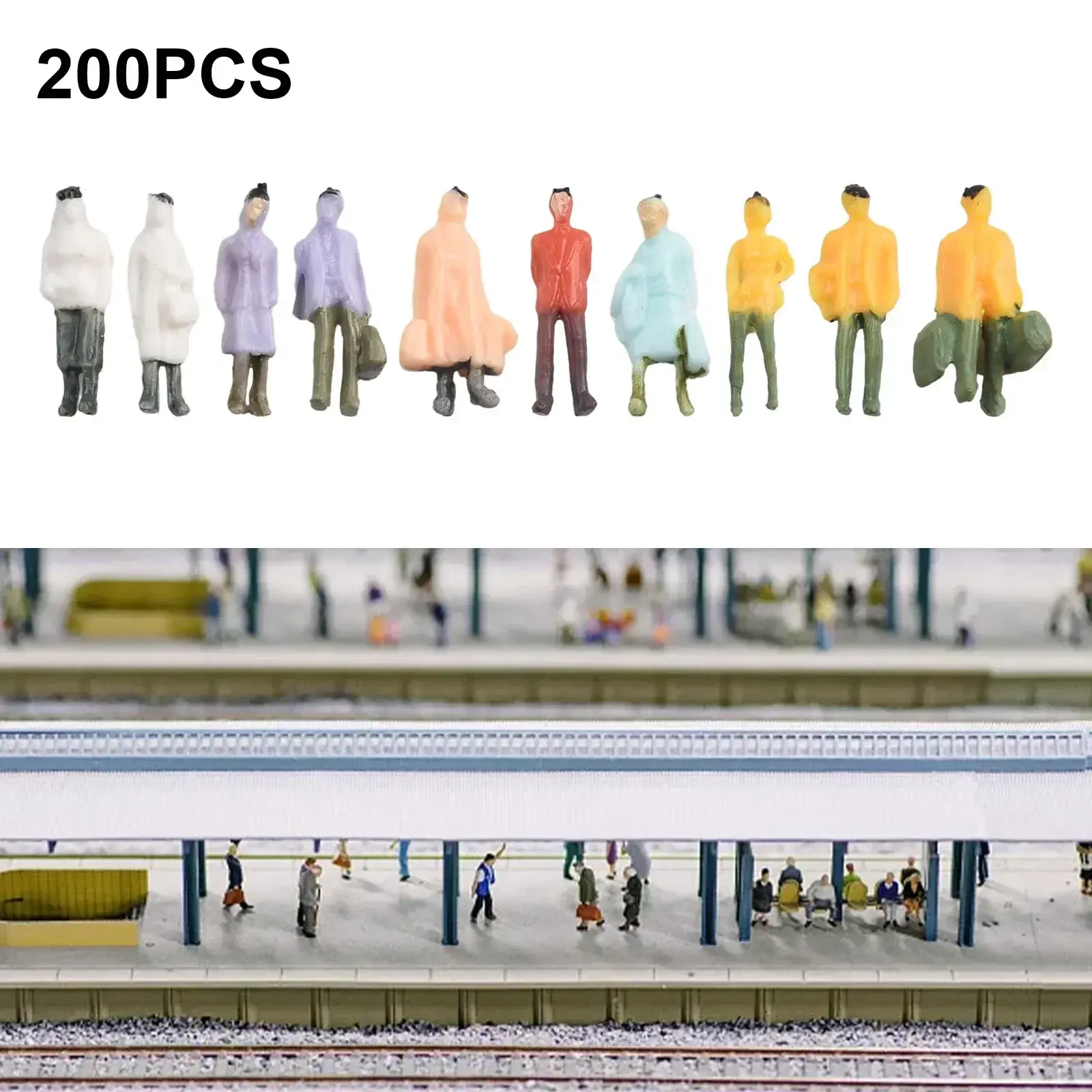100pcs/200pcs Painted Figure 1:87 Scale Figure Model Miniature Figure N Scale Painted Scene Shape Figure Different Poses