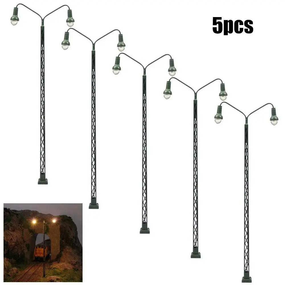 5/12pcs 10-14cm Pieces Model Railway Warm White HO Scale Lamp Post 1:87 Street Light Single Head Lamp 20mA / 3V AC Or DC Model