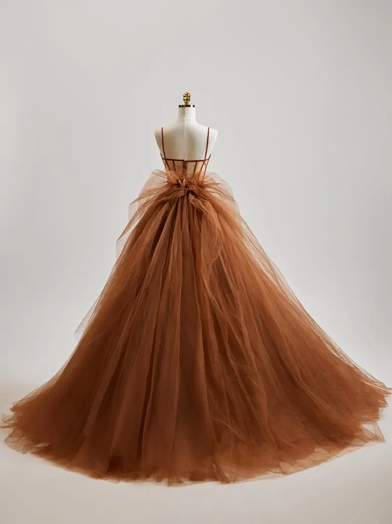 Elegant Tulle Overlay Skirt with Velvet Base High Slit Design for Women Formal Occasions A Line Skirt Puffy Skirts 2025