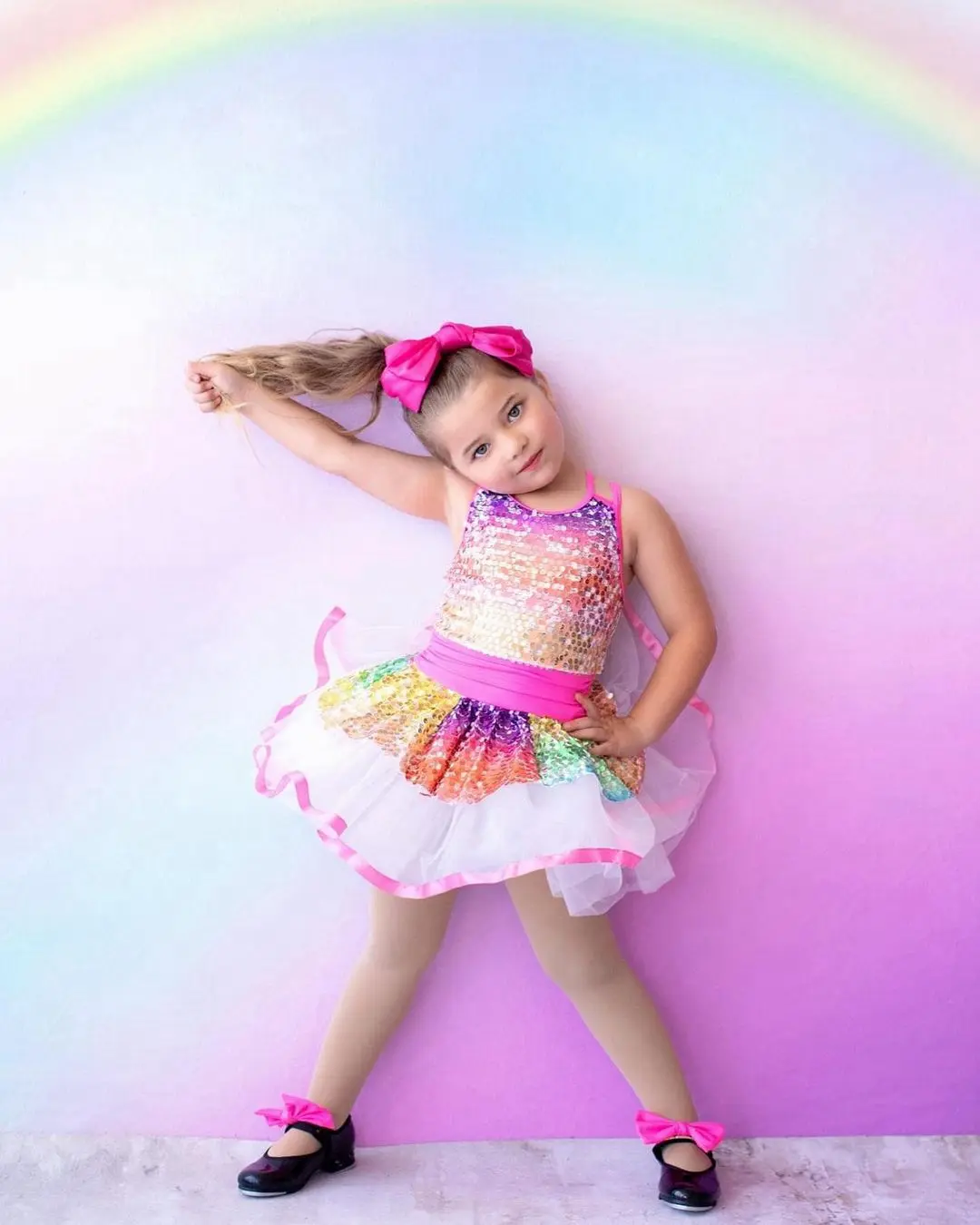 Lovely Rainbow Tutu Tulle Dresses Kids Colorful Girls Sequins Tulle Birthday Party Dress Mix-Color Mini Length A Line Child Gown