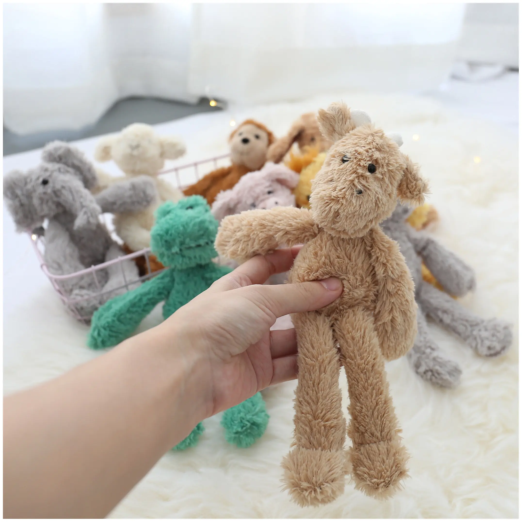 25cm Cute Animal Plush Toys Stuffed Elephant Lion Dog Sheep Monkey Plush Doll Toys for Kids Baby Children