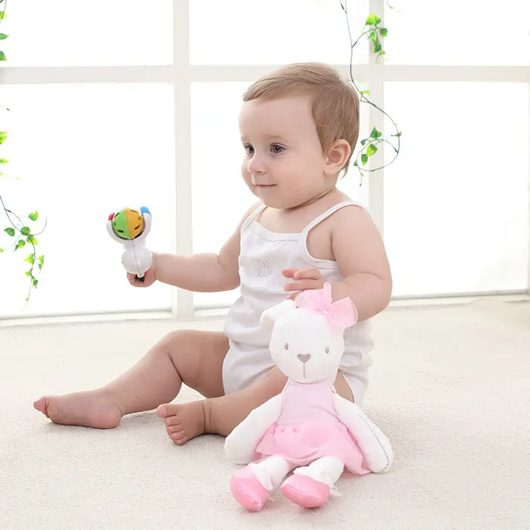 31cm Bunny Plush Dolls Easter Gift  Soft Stuffed Animal Toys Pink Ballerina Dress Rabbit Toy