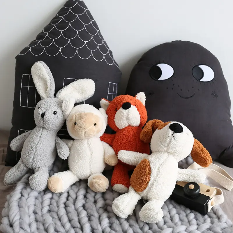 Cute Soft Animals Sheep Dog Plush Toy Cartoon Fox Stuffed Dolls for Girl Boys Baby Sleeping Toys