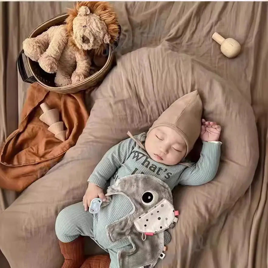 35cm Lovey Cartoon Elephant Comforting Cuddle Toy Baby Soothing Security Blanket with Tag Newborn Baby Sleeping Toys