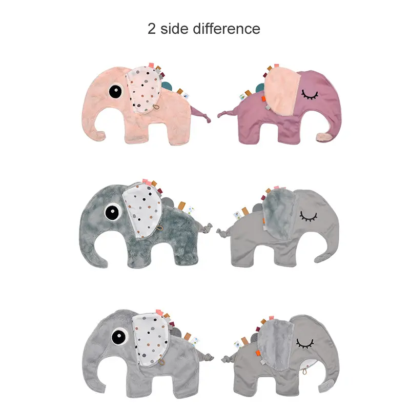 35cm Lovey Cartoon Elephant Comforting Cuddle Toy Baby Soothing Security Blanket with Tag Newborn Baby Sleeping Toys