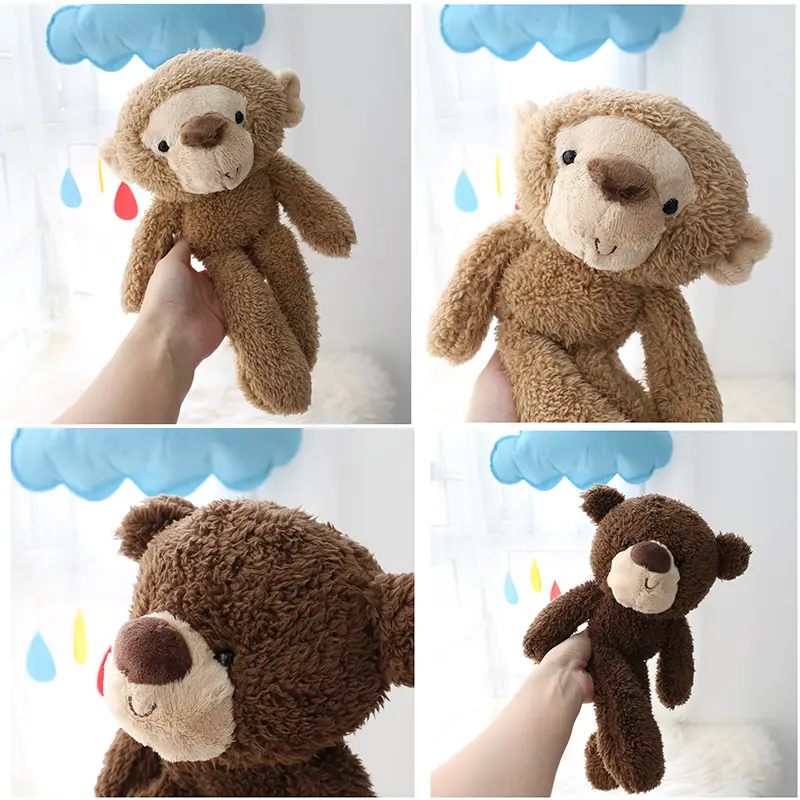 30 cm Cute Fluffy Bear Plush Toy Stuffed Cartoon Animals Yellow Duck Pig Dog Monkey Baby Plushies Dolls For Kid