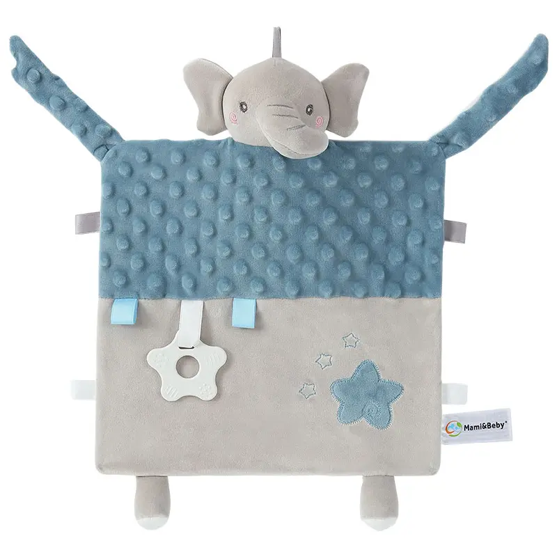 Baby Taggies Blankets With Stuffed Animal Toys - Cute Bunny Elephant Fox Frog Toy-Security Blanket Newborn Minky Dot Comfort Tow