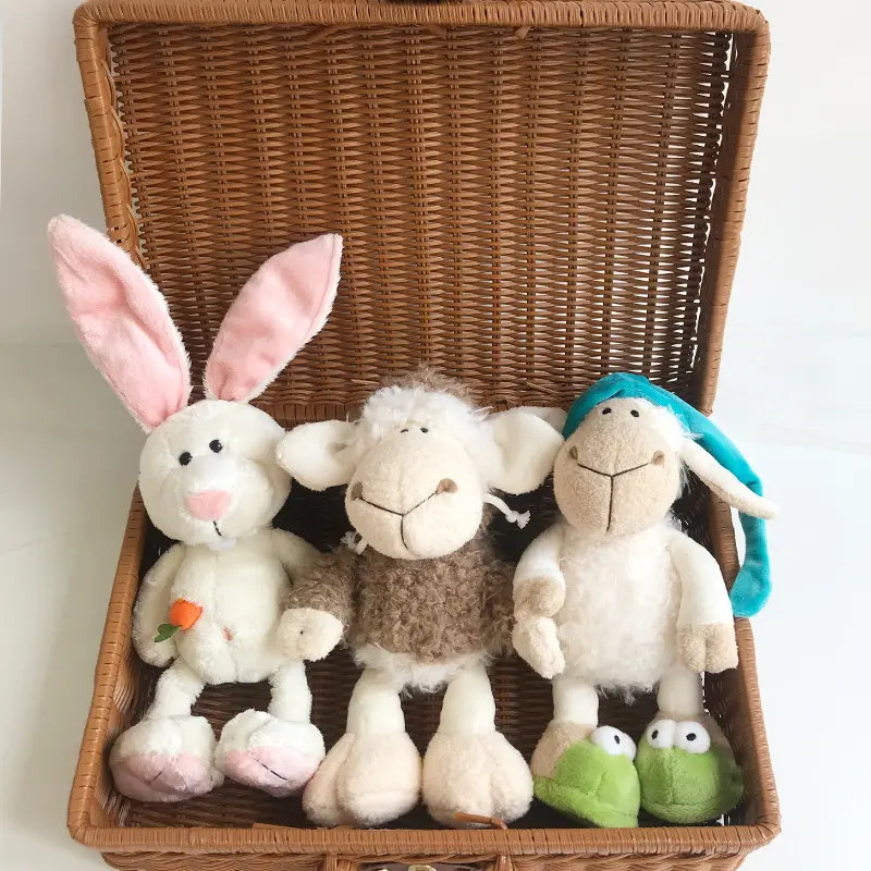 25cm Soft Plush Toy Sheep Stuffed Animal with Hat Baby Gifts Cute Fluffy Lamb Appease Toys