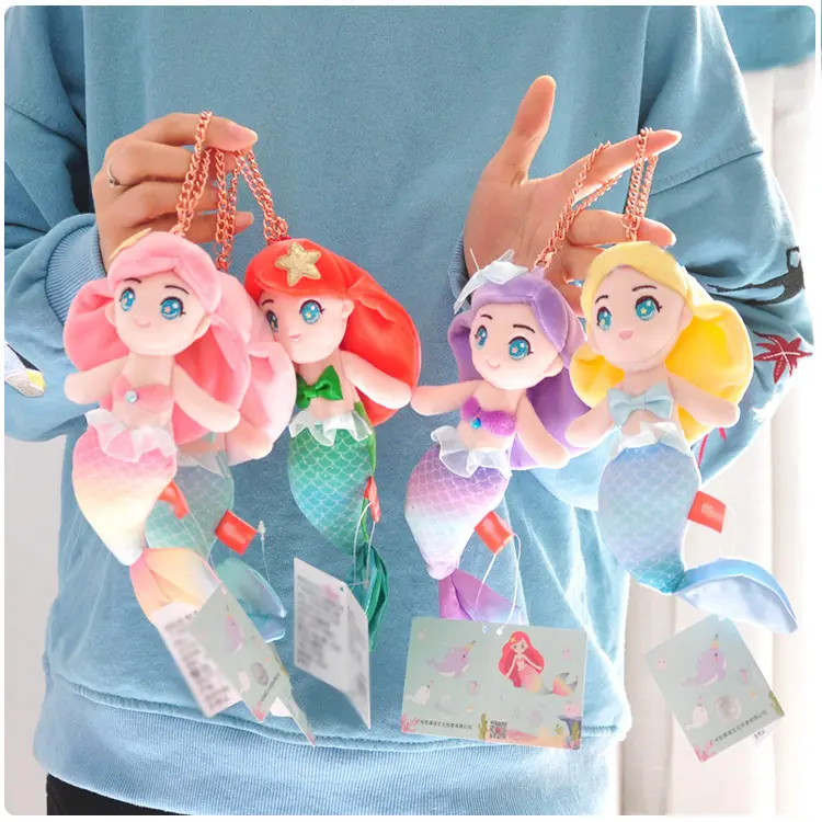 16.5cm Kawaii Mini Cute Mermain Plush Keychain Toys Soft Key Chain Toy for Girls and Kids Backpack Car Bag Key Ring