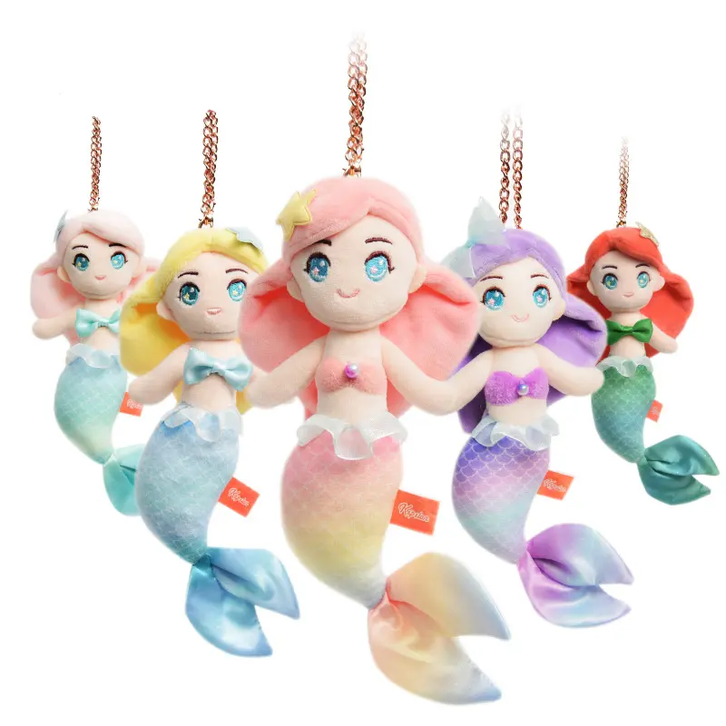 16.5cm Kawaii Mini Cute Mermain Plush Keychain Toys Soft Key Chain Toy for Girls and Kids Backpack Car Bag Key Ring