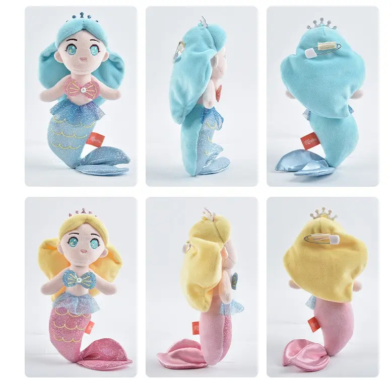 16.5cm Kawaii Mini Cute Mermain Plush Keychain Toys Soft Key Chain Toy for Girls and Kids Backpack Car Bag Key Ring
