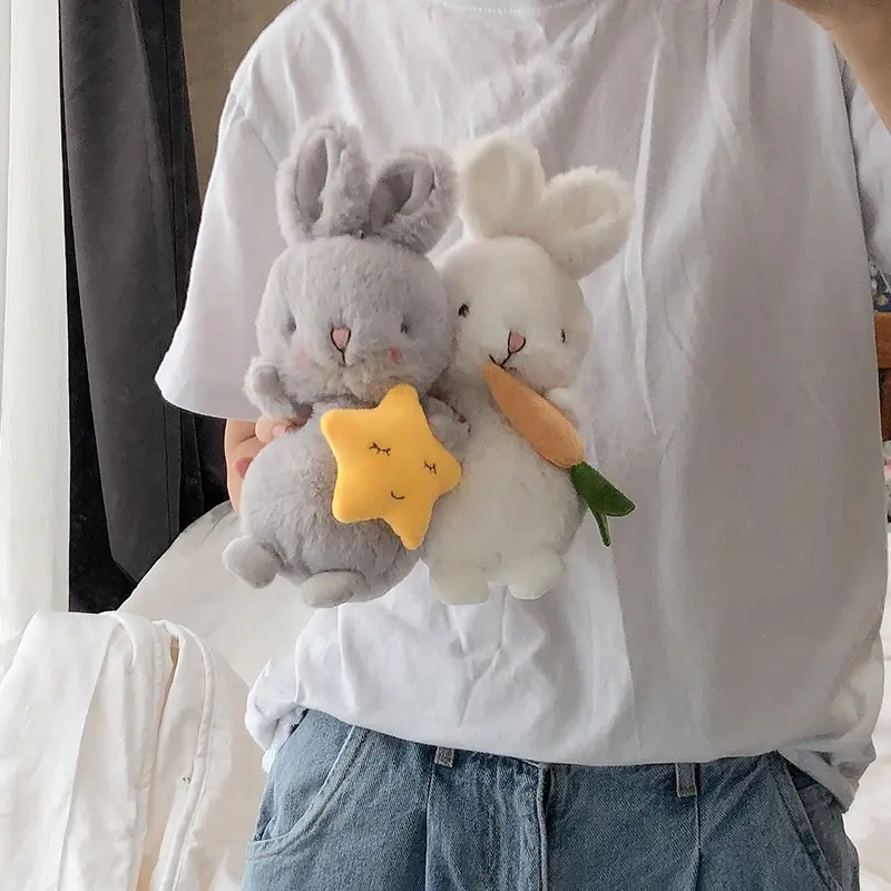 21cm Kawaii Carrot Rabbit Plush Toys Adorable Bunny Dolls Soft Stuffed Animals Girls Kids Birthday Christmas Gifts