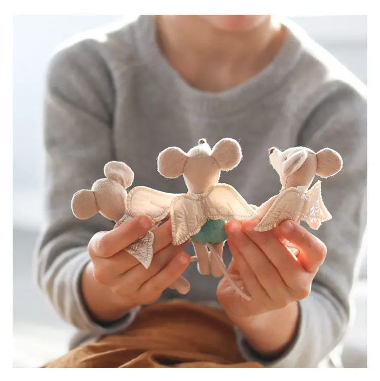 10cm Nordic Style Fabric Art Mouse Doll Mini Doll Toy Cute Angel Wings Mouse Toys Birthday Gift