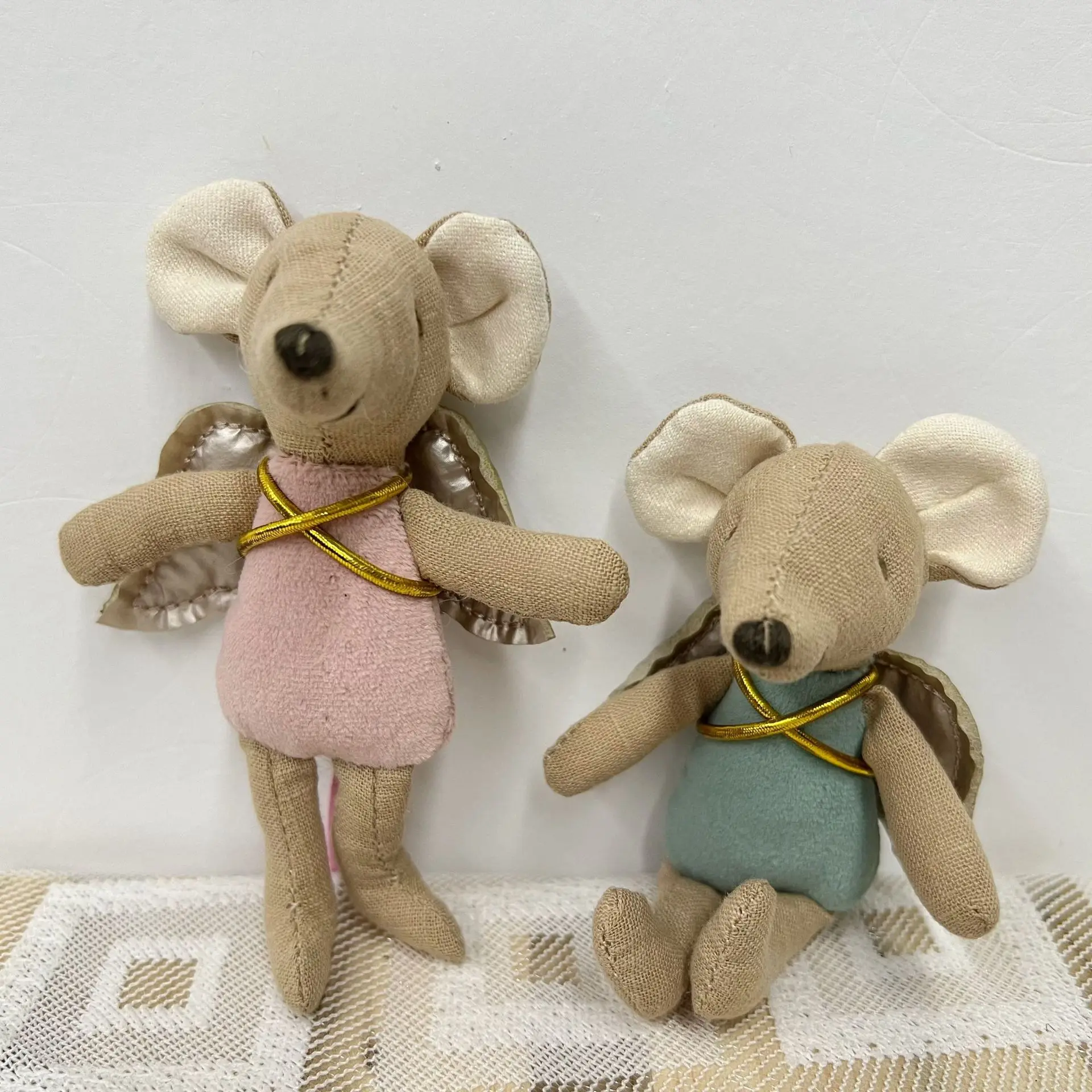 10cm Nordic Style Fabric Art Mouse Doll Mini Doll Toy Cute Angel Wings Mouse Toys Birthday Gift