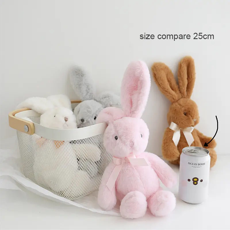25cm Colorful Bunny Plush Toys Soft Stuffed Animals Long Ear Fluffy Rabbit Sleeping Toy Doll