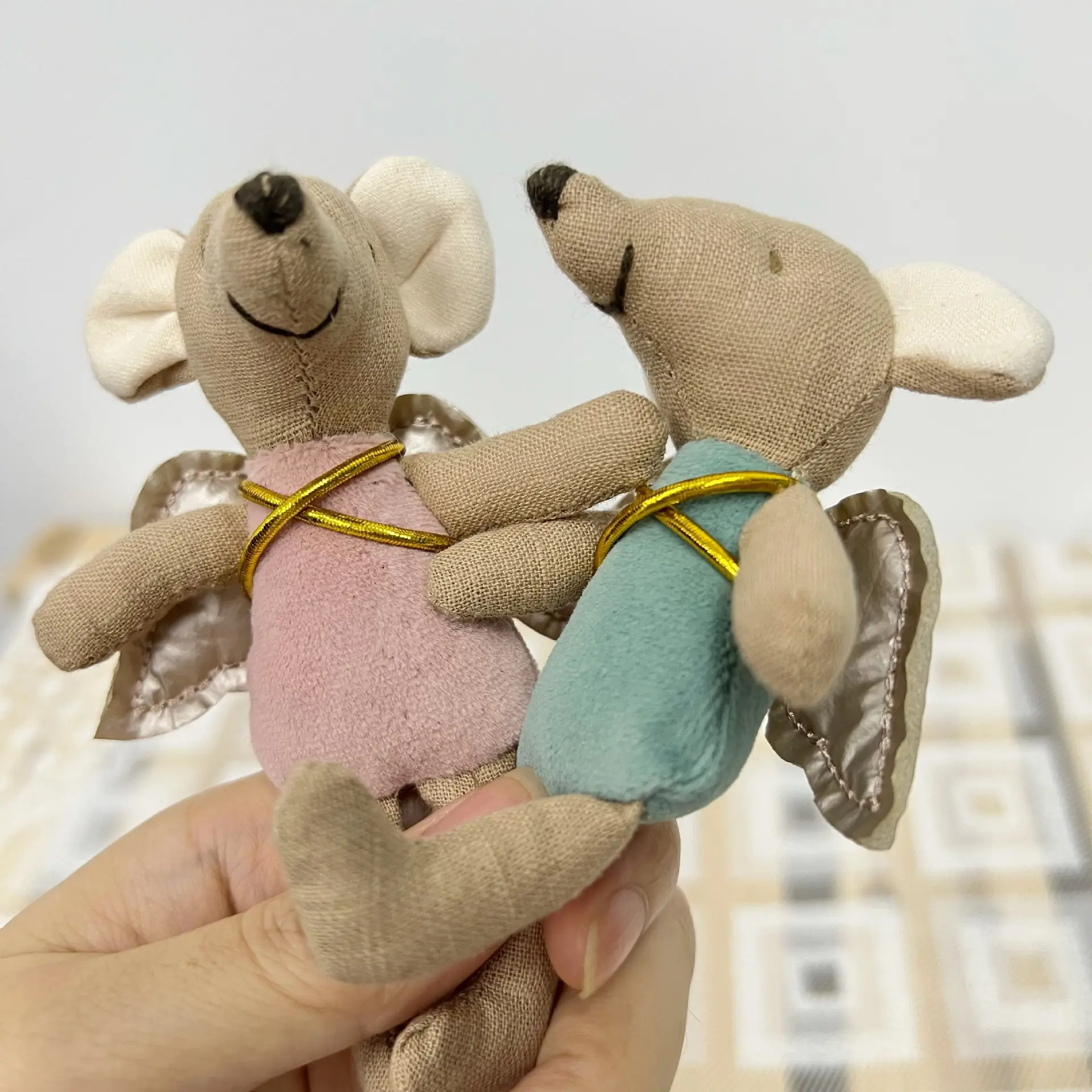 10cm Nordic Style Fabric Art Mouse Doll Mini Doll Toy Cute Angel Wings Mouse Toys Birthday Gift