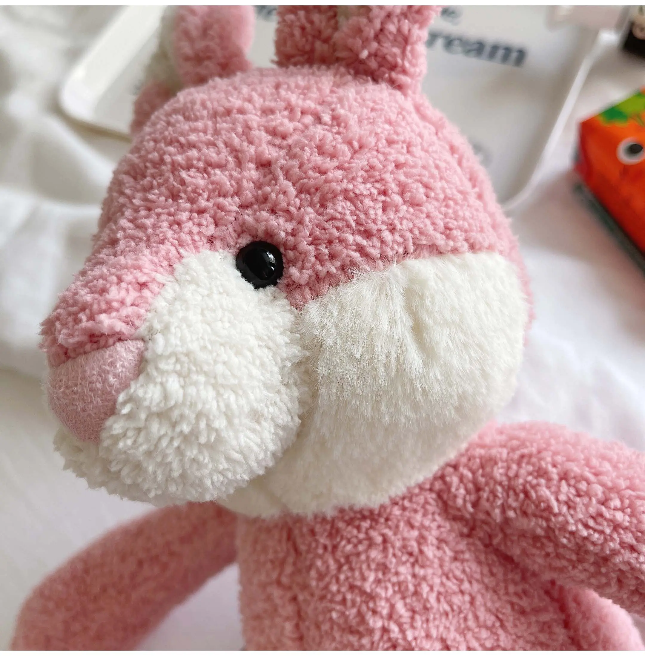 High Quality Soft Long legs Bunny Stuffed Animals Cute Pink Rabbit Baby Appease Toy Doll for Children