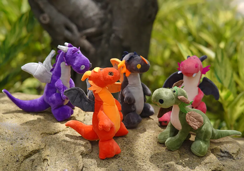 25cm Dinosaur with Wing Plush Toy Fire Dragon Doll Wild Animals 5 Styles Cute Boy Bed Sleeping Pillow Dolls Birthday Gift