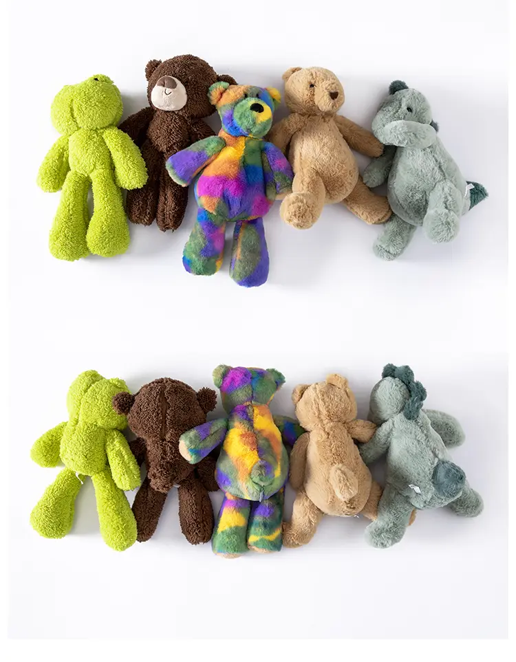 Cute Soft Fluffy Rainbow Bear Baby Frog 30 cm Cuddly Doll Dinosaur Stuffed Cartoon Animals Kids Appease Toys