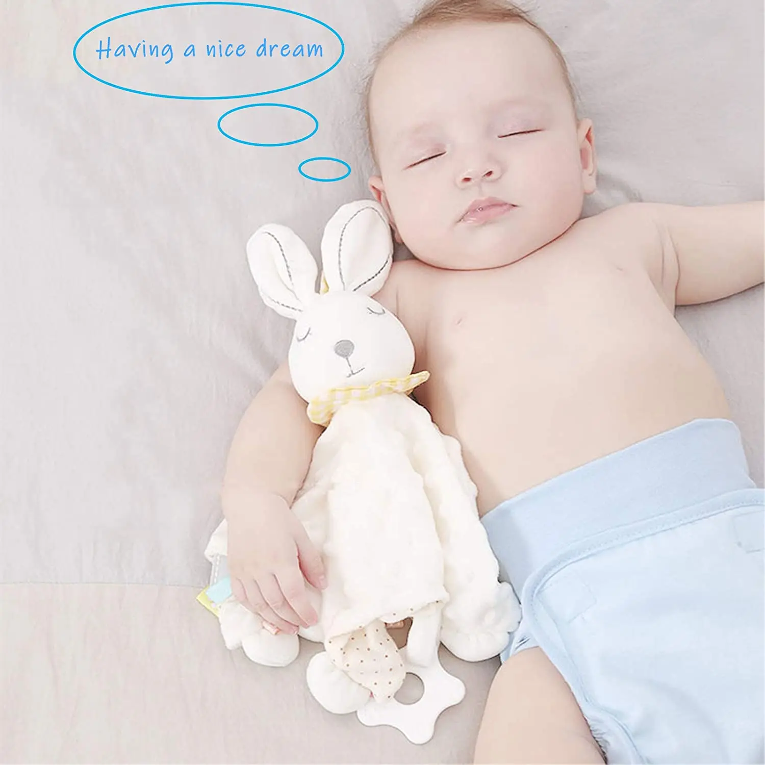 Baby Blankets With Stuffed Animal Appease Toys - Security Blanket Newborn Minky Dot Comfort Towel with Tags Snuggle Blankie