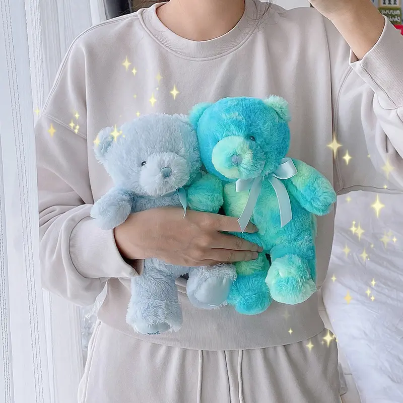 25 cm Multi-Color Teddy Bear Stuffed Animal Toys Sleeping Mate For Girl Baby Kids Tie-Dye Rainbow Bear Plush Toy