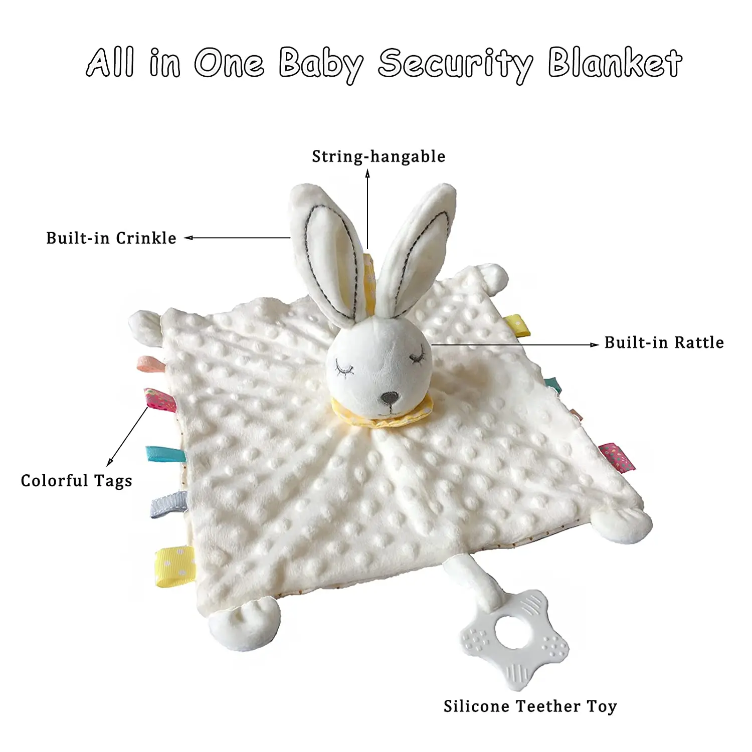 Baby Blankets With Stuffed Animal Appease Toys - Security Blanket Newborn Minky Dot Comfort Towel with Tags Snuggle Blankie