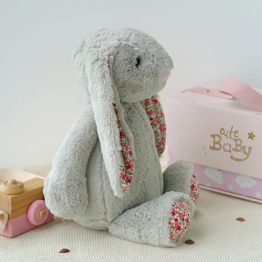 40cm Soft Fluffy Bunny Floral Ears Plush Toys Kawaii Rabbit Stuffed Dolls Anime Pillow Toy Sofa Cushion Birthday Gift For Kids