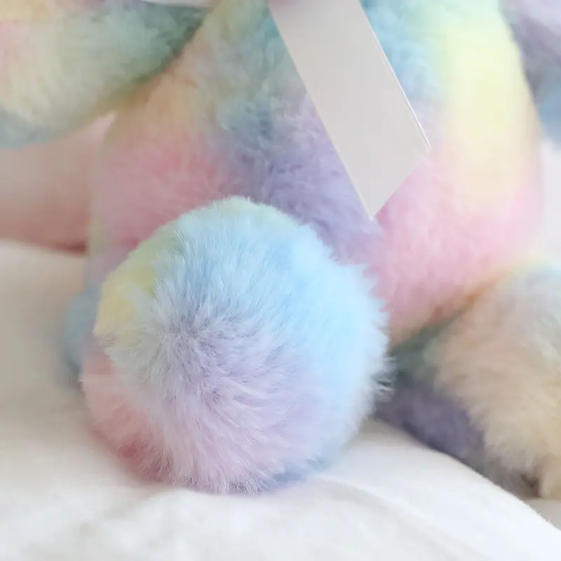 25 cm Multi-Color Teddy Bear Stuffed Animal Toys Sleeping Mate For Girl Baby Kids Tie-Dye Rainbow Bear Plush Toy