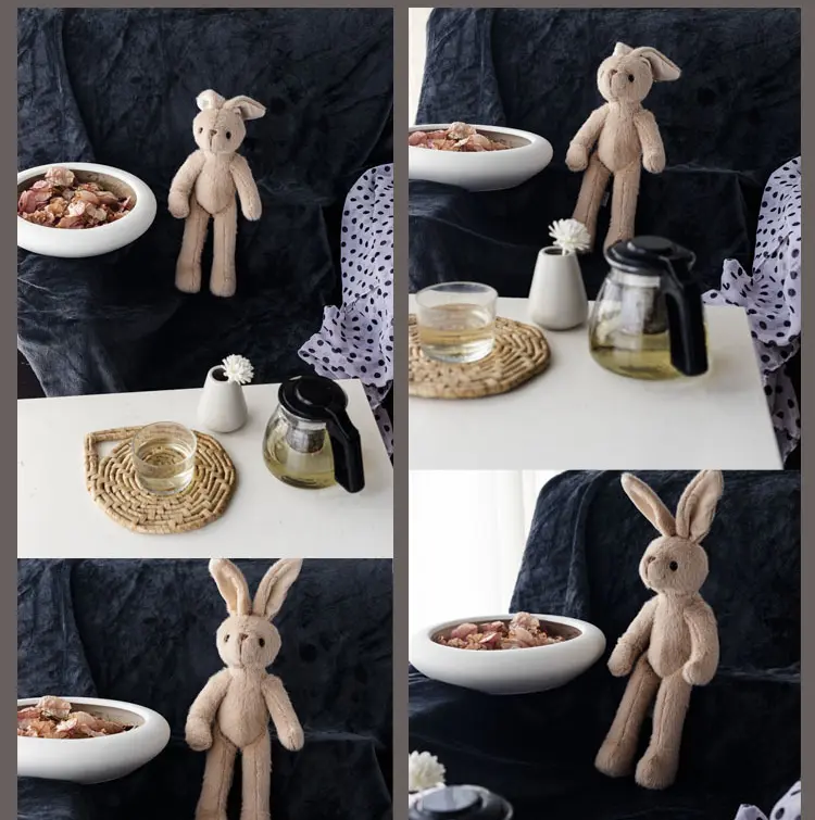 33cm Kawaii Rabbit Plushie Toys Soft Cuddle Doll Girls' Gifts Cute Khaki Rabbit Plush Cartoon Animal