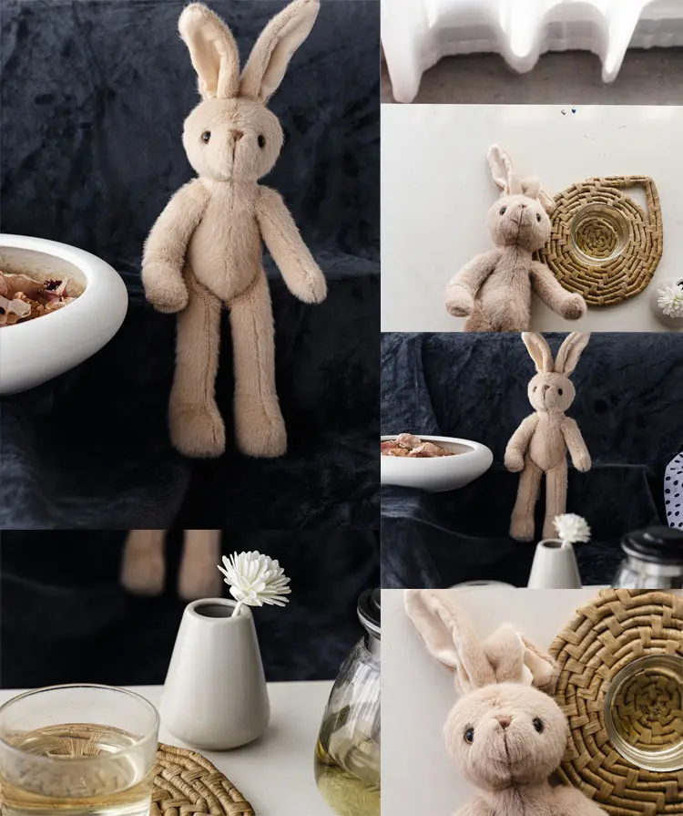 33cm Kawaii Rabbit Plushie Toys Soft Cuddle Doll Girls' Gifts Cute Khaki Rabbit Plush Cartoon Animal