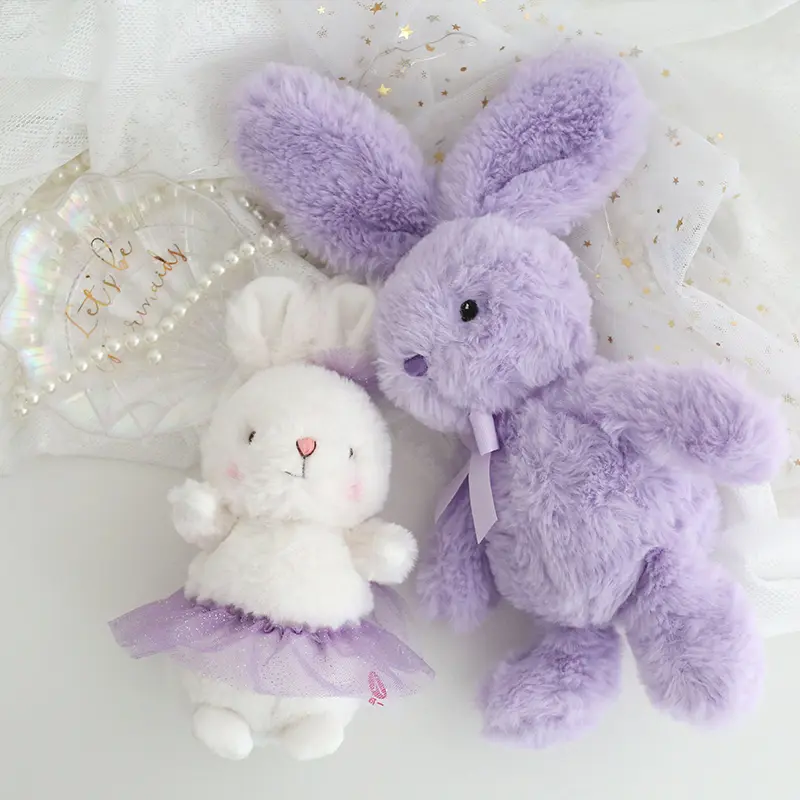 Purple Bellaerina Bunny Plush Toys Stuffed Animal Rabbits Long Ear With Bow-knot Baby Appease Doll Childrend Gift