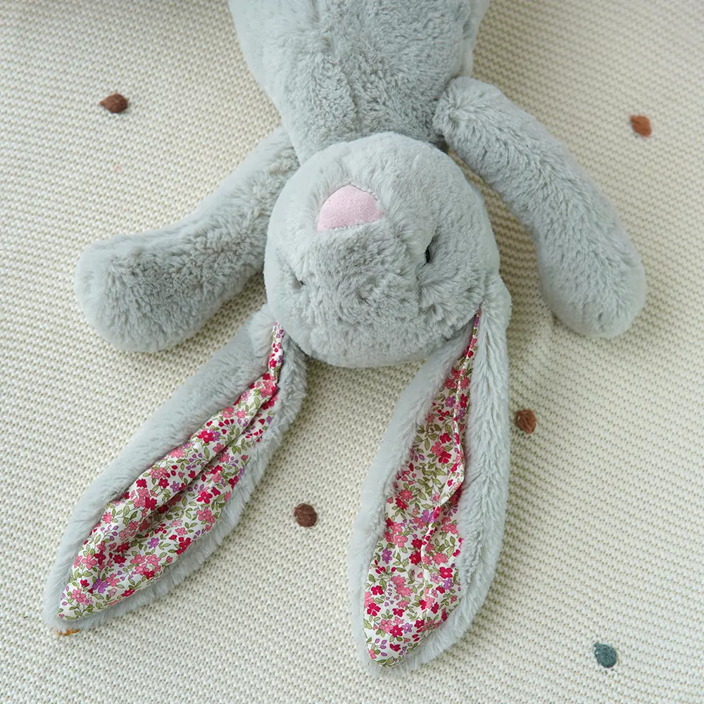 40cm Soft Fluffy Bunny Floral Ears Plush Toys Kawaii Rabbit Stuffed Dolls Anime Pillow Toy Sofa Cushion Birthday Gift For Kids