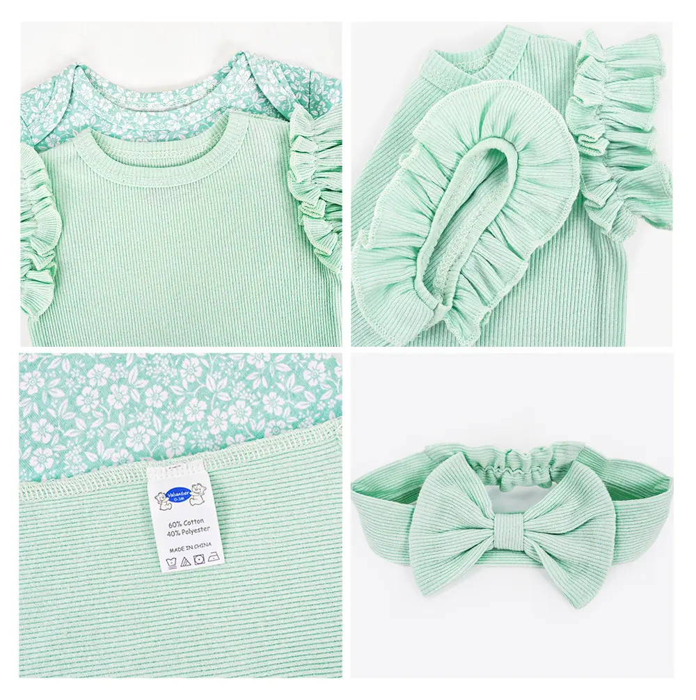 Girl Baby Rompers + headband Summer Newborn Short Sleeves Bodysuit Infant Jumpsuits Bebe Clothes Set